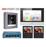 Kit Videoportero IP Hikvision DS-KIS602 Cámara 2MP App Llamada 2 Monitores 4.3"